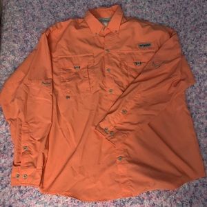Columbia salmon colored fishing shirt